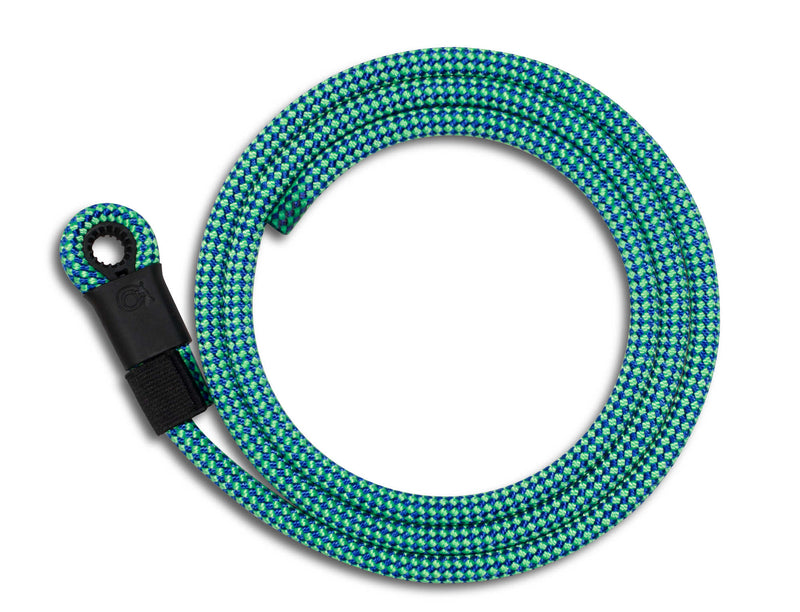 Lizard Tail Belts Patina blue and neon green rope belt