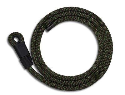 Lizard Tail Belts Woodlands Camo olive with brown, green and black rope belt